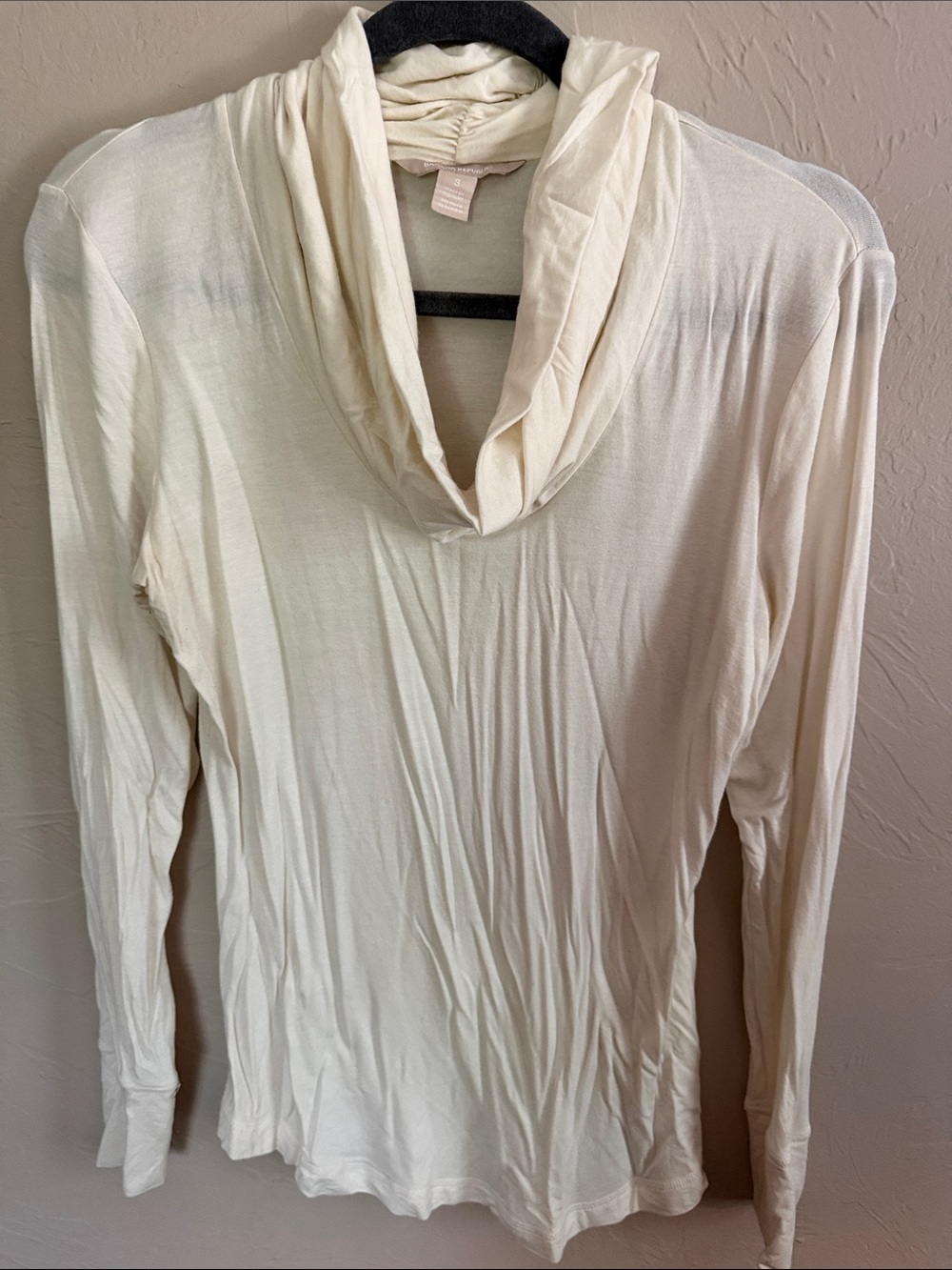 Banana Republic Cream Cowl Neck Long-Sleeve Top